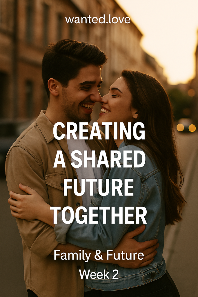Young couple smiling and embracing at sunset, symbolizing trust and a shared future.