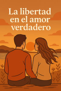Pareja sentada frente al atardecer, mirando el horizonte en silencio, símbolo de amor libre y consciente