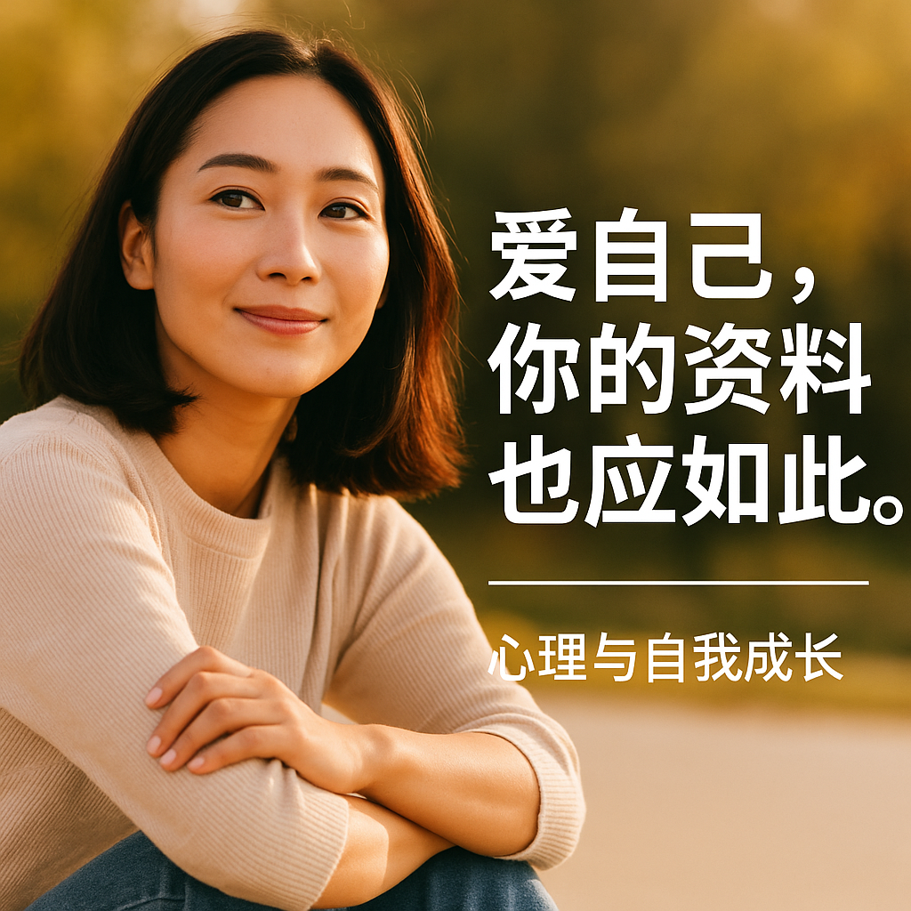 一位女子靜靜地微笑,象徵自我探索與內在成長