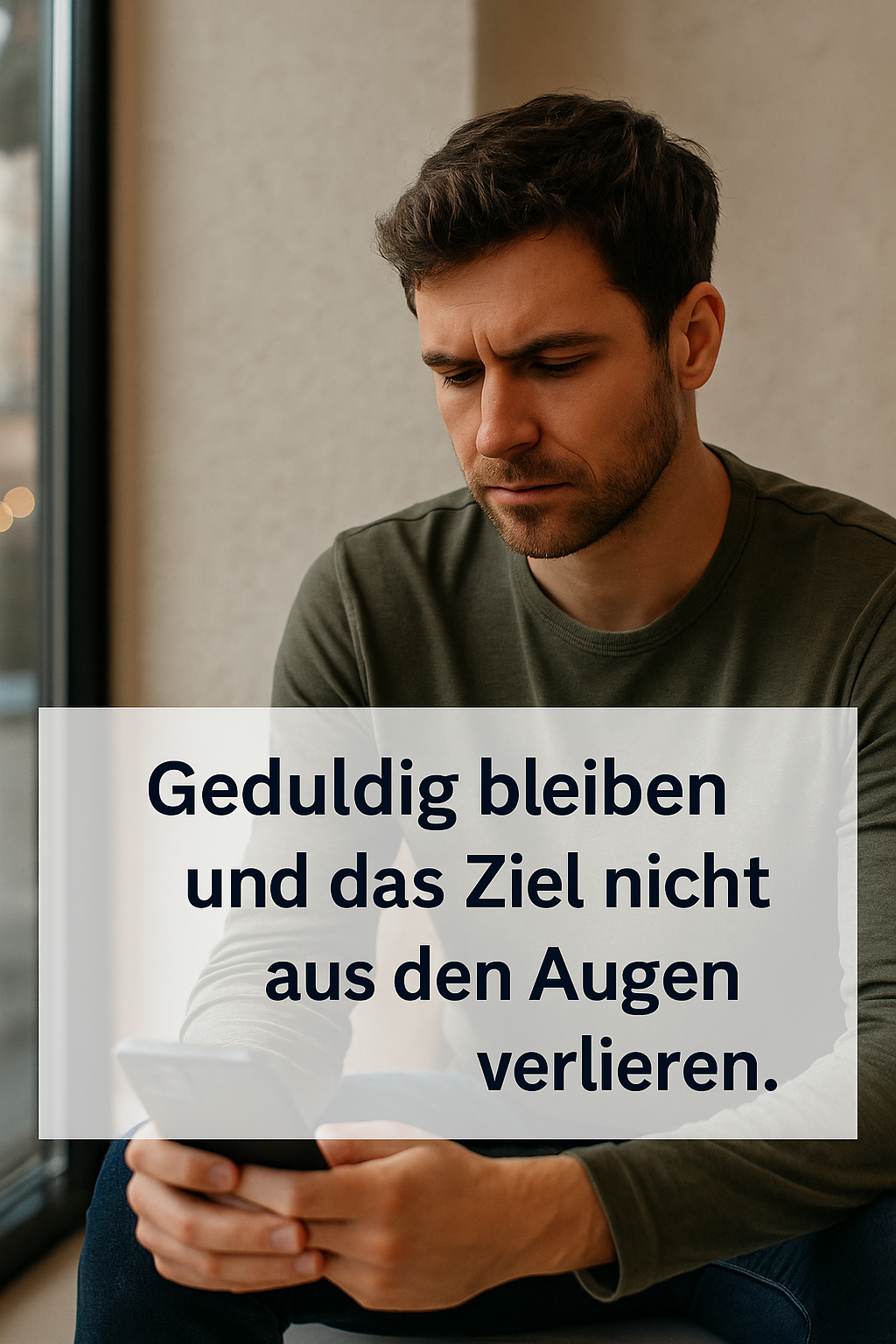 Junger Mann mit entschlossenem Blick steht in der Stadt bei Tageslicht