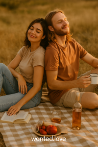 A young couple enjoying coffee together on a sunlit balcony, sharing a peaceful summer morning