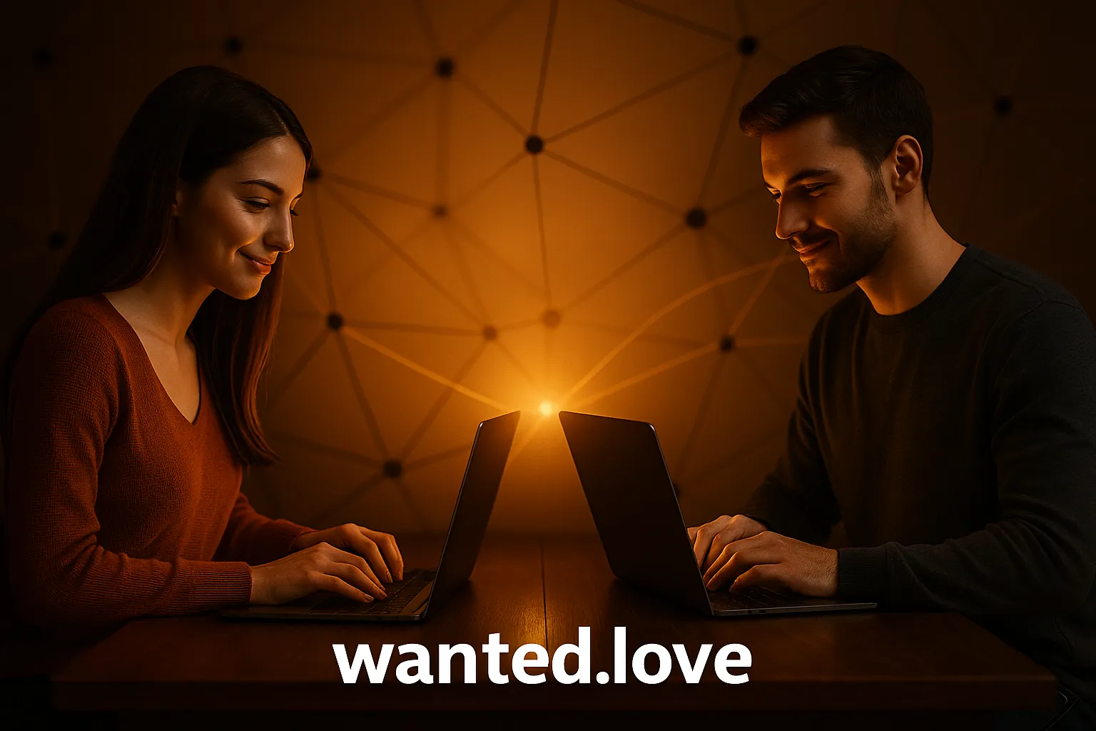 Couple discovering how profile data improves matchmaking on wanted.love